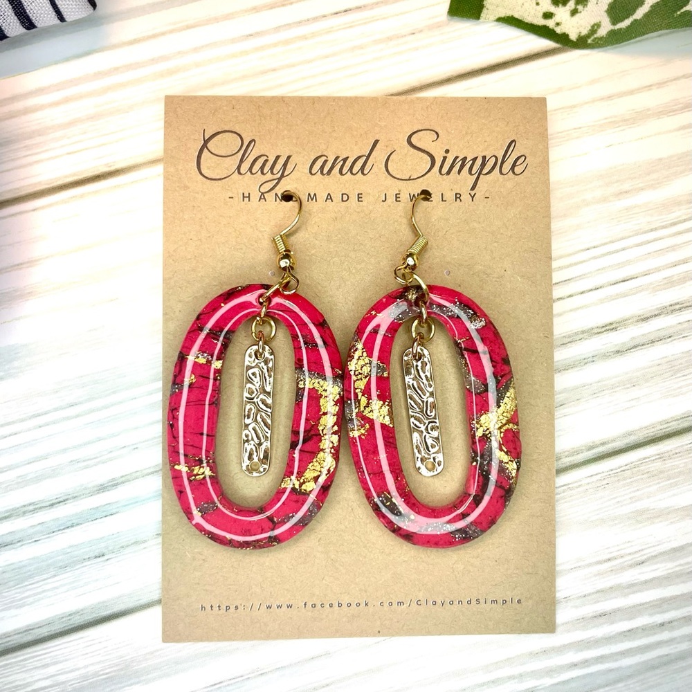 Clay and Simple Red Hoop Earrings